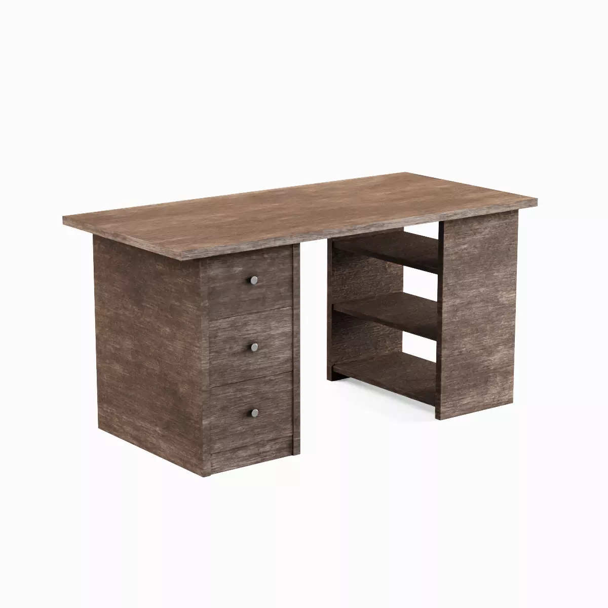 Wooden Desk 03 Low-poly 3D model_0