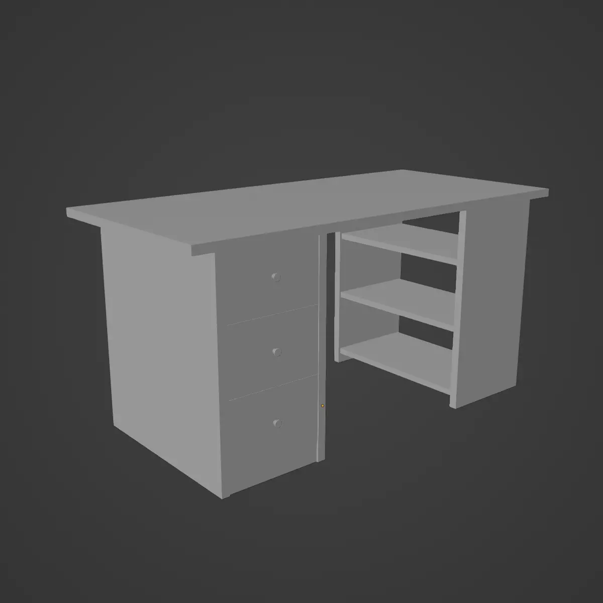 Wooden Desk 03 Low-poly 3D model_9