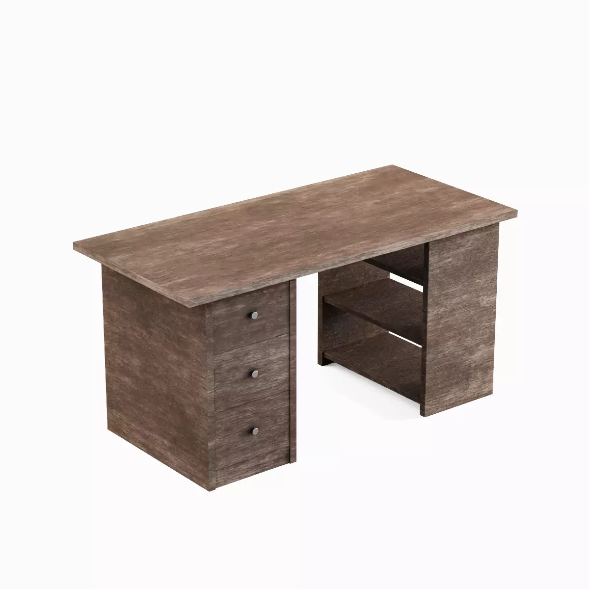 Wooden Desk 03 Low-poly 3D model_5