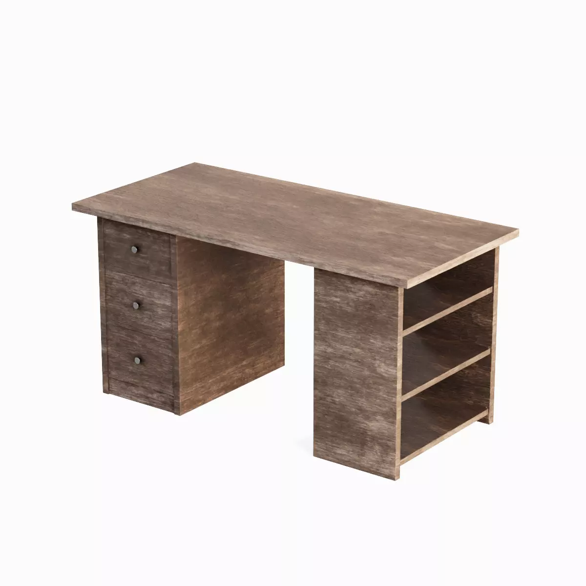 Wooden Desk 03 Low-poly 3D model_3