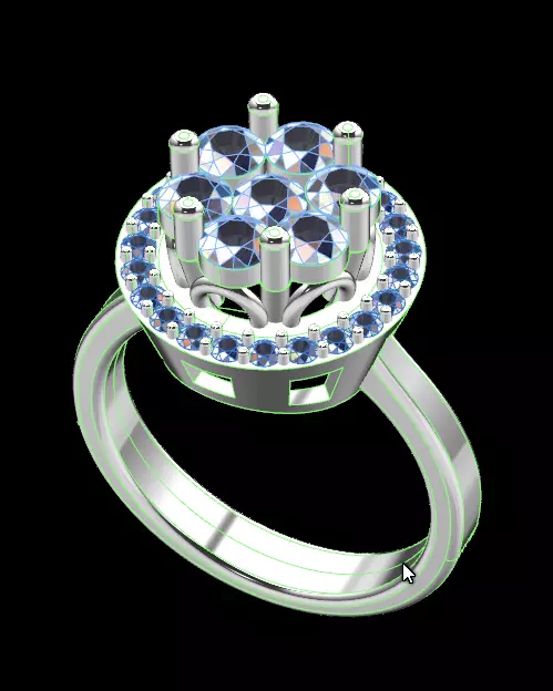 flower setting halo jewelry ring 3D print model_2