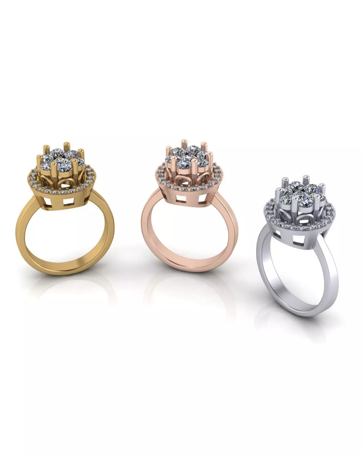 flower setting halo jewelry ring 3D print model_0