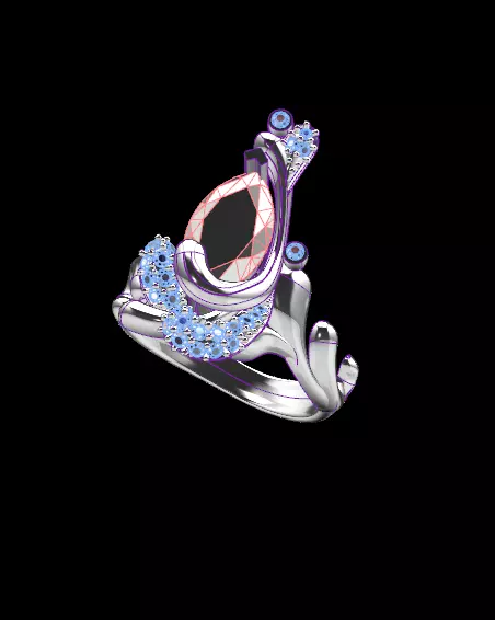 marquise jewelry ring 3D print model_1