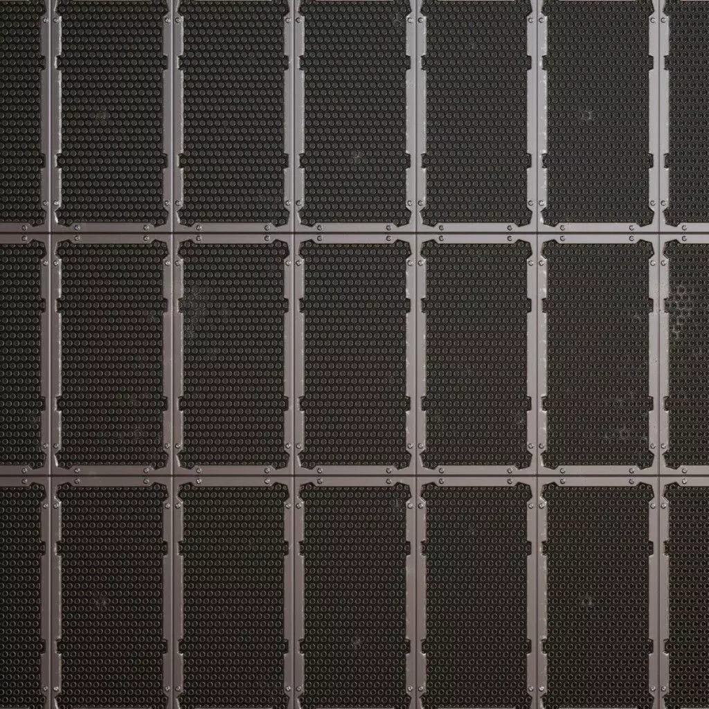 Dark Perforated Round Mesh Panel PBR SEAMLESS Texture_2
