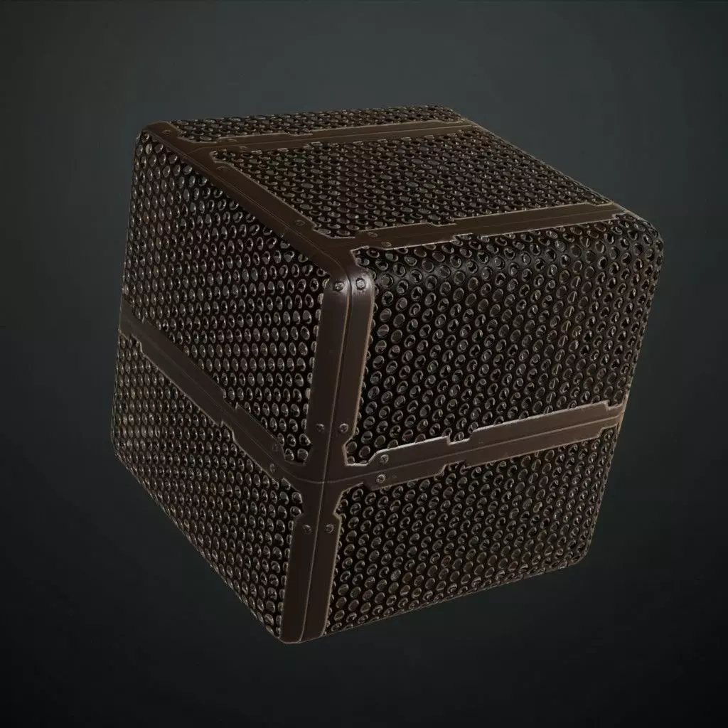 Dark Perforated Round Mesh Panel PBR SEAMLESS Texture_4