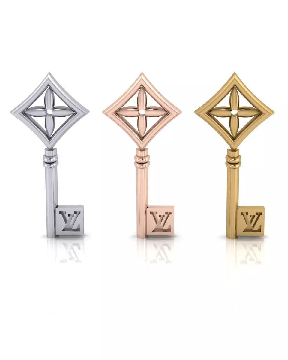 gold key pendant 3D print model