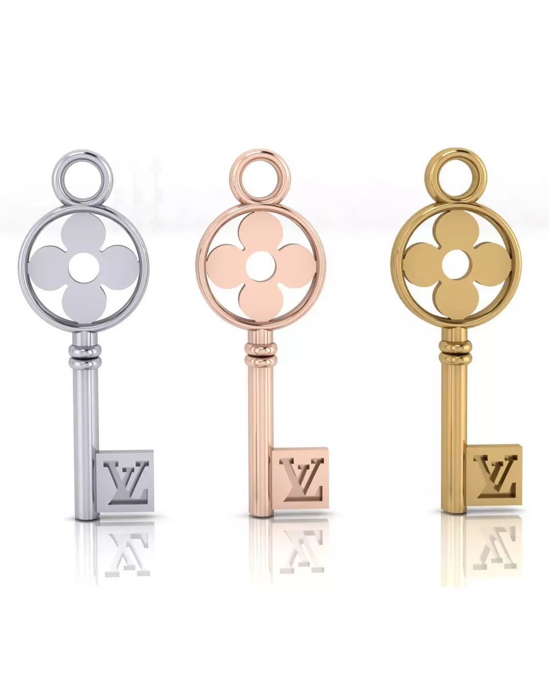 gold key pendant 3D print model