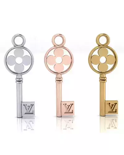 gold key pendant 3D print model