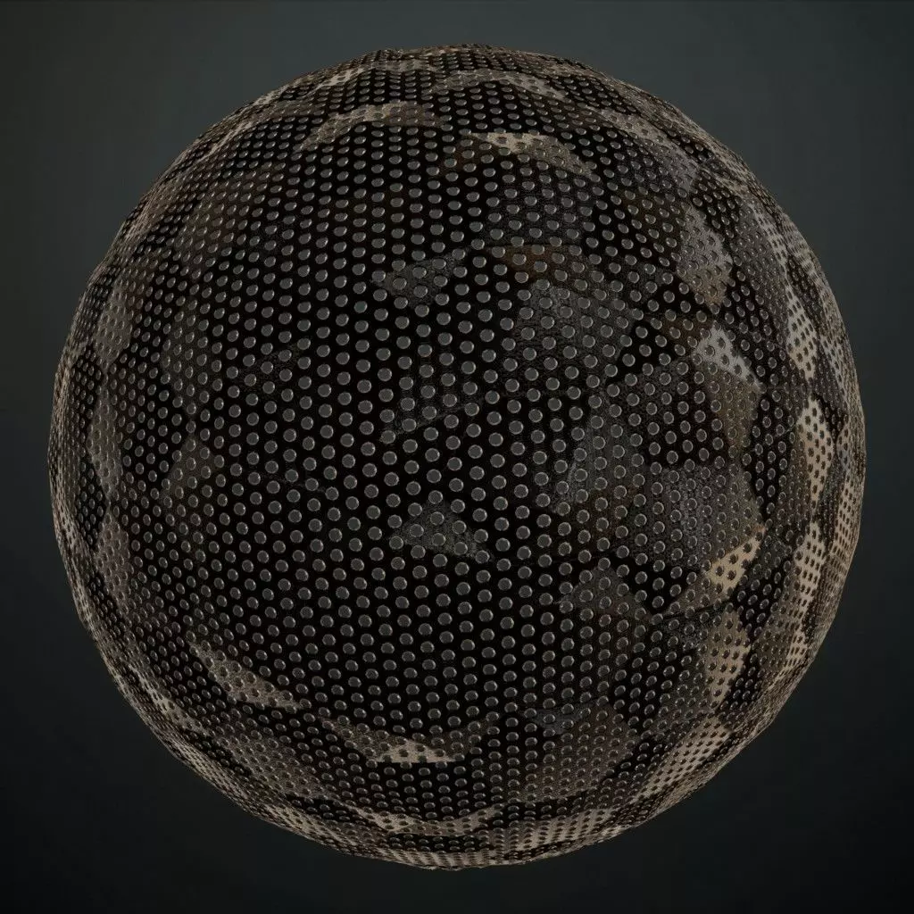 Perforated Round Mesh Metal PBR SEAMLESS Texture_0