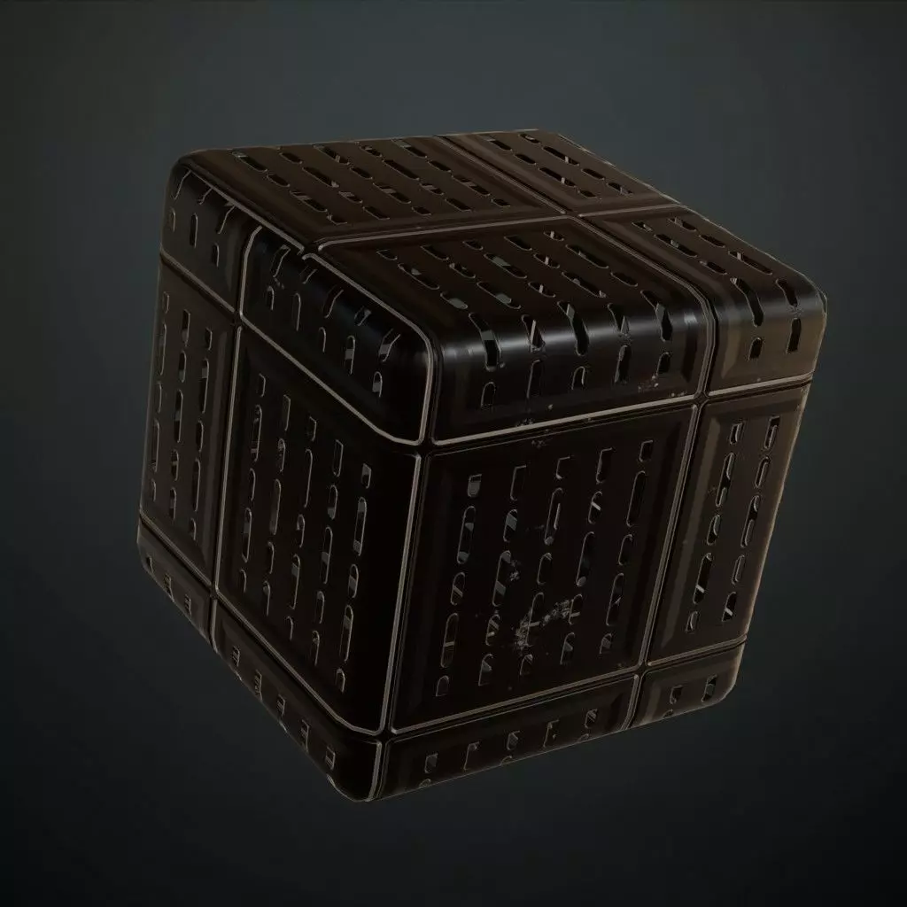 Dark Perforated Square Metal Panel PBR SEAMLESS Texture_4
