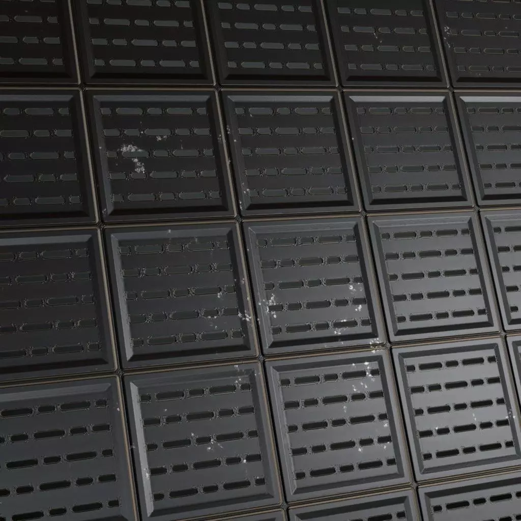 Dark Perforated Square Metal Panel PBR SEAMLESS Texture_3