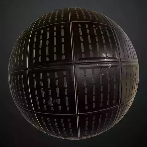 Dark Perforated Square Metal Panel PBR SEAMLESS