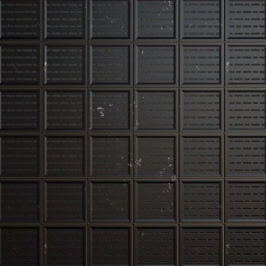 Dark Perforated Square Metal Panel PBR SEAMLESS Texture_2