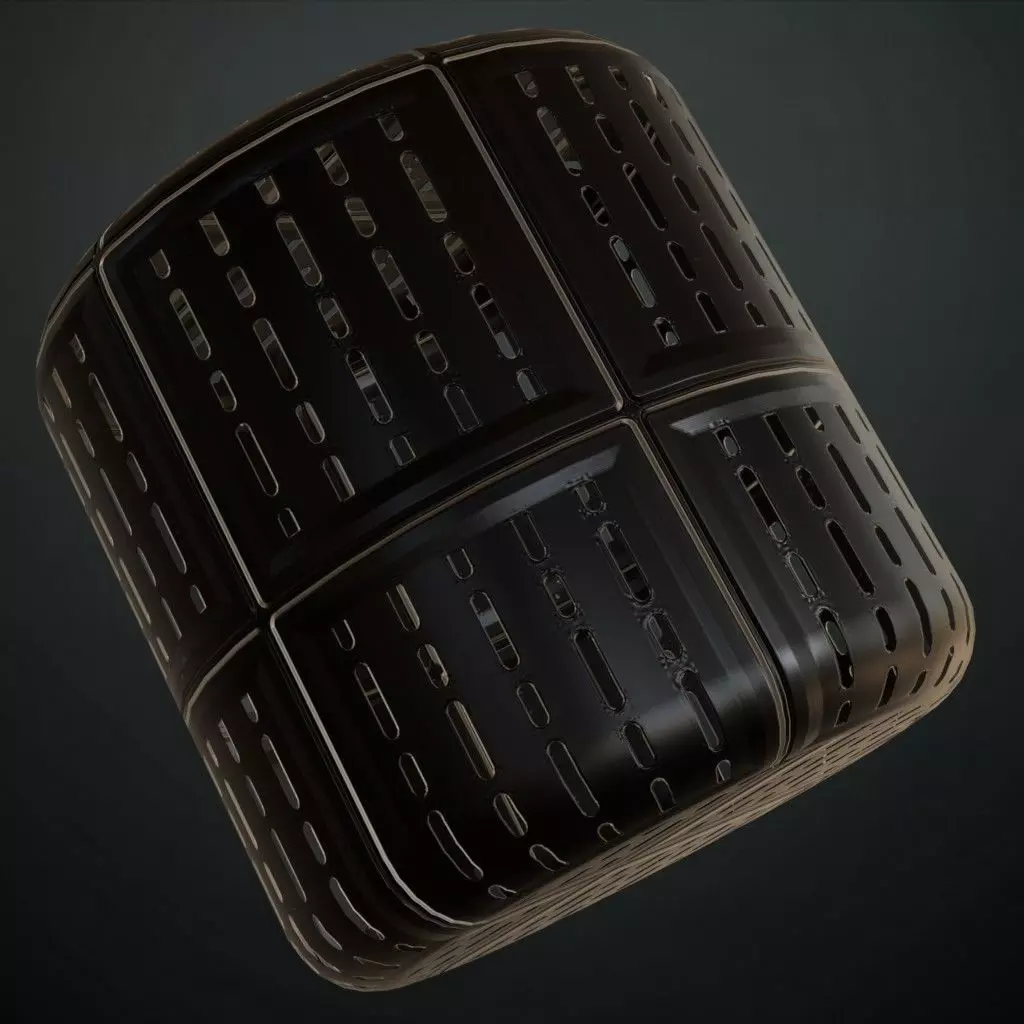 Dark Perforated Square Metal Panel PBR SEAMLESS Texture_1