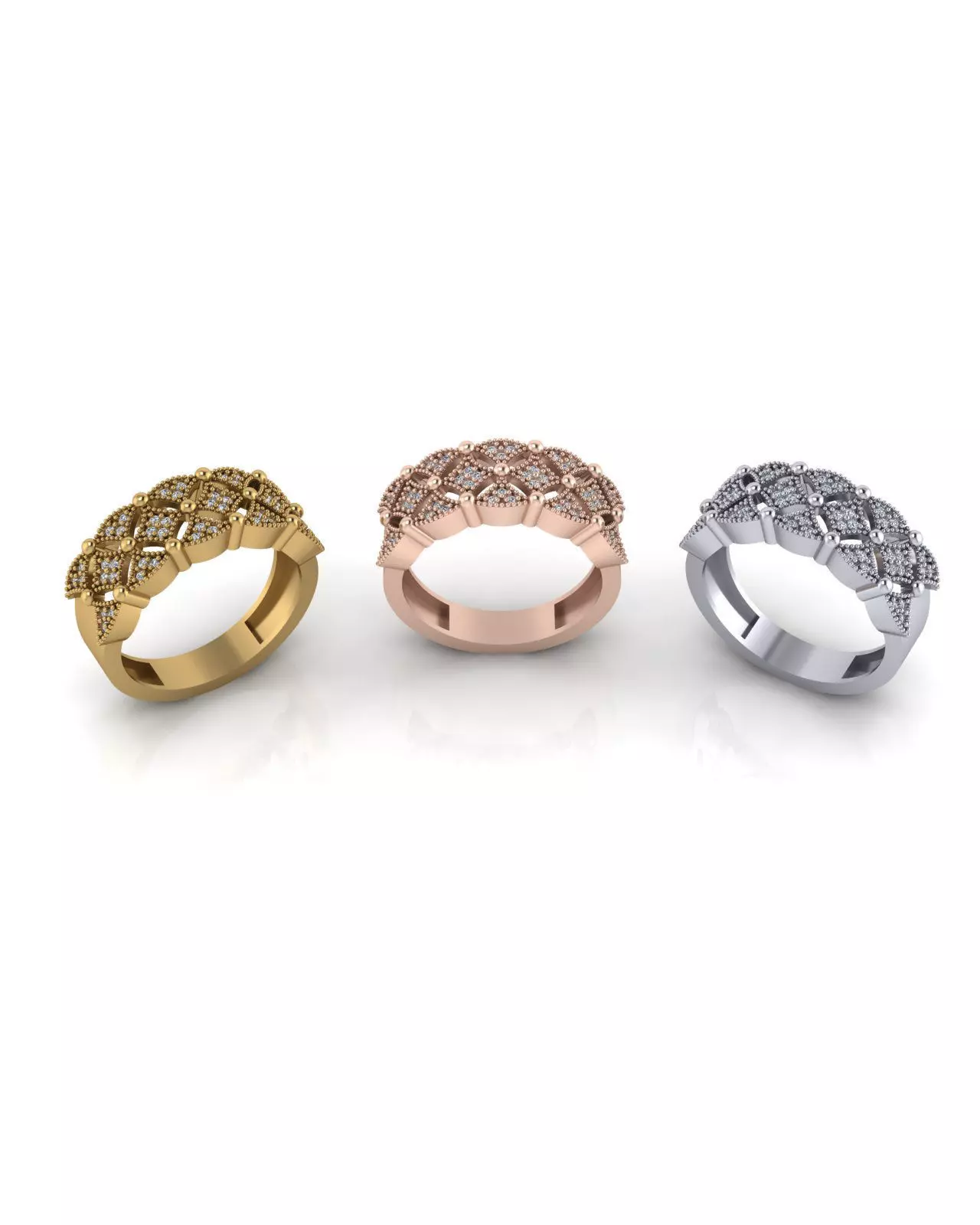 pave setting jewelry ring 3D print model