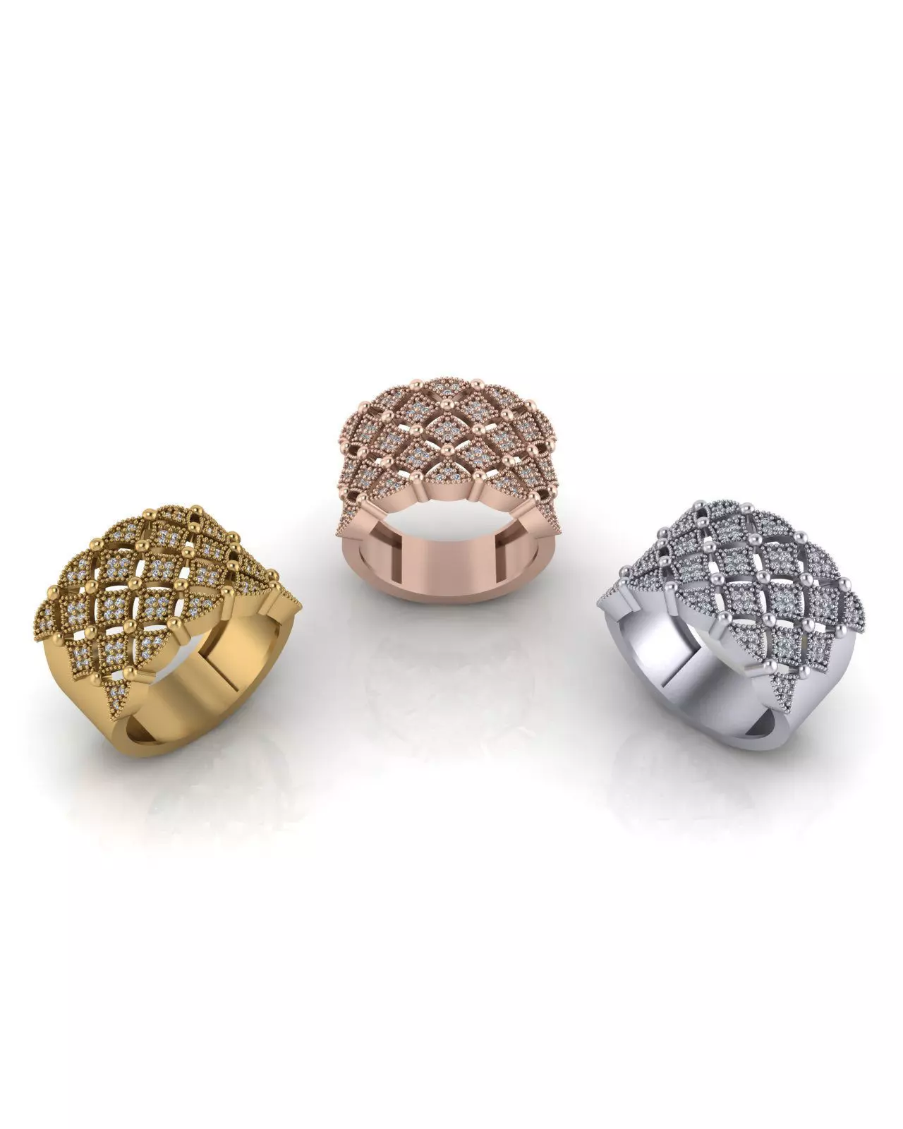 pave setting jewelry ring 3D print model_0