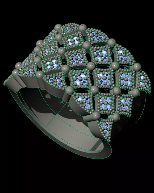 pave setting jewelry ring 3D print model_2