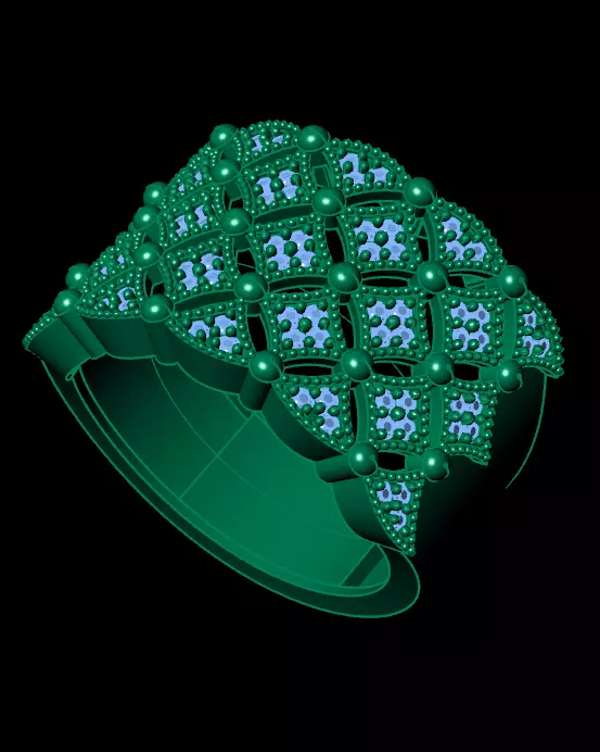 pave setting jewelry ring 3D print model_1