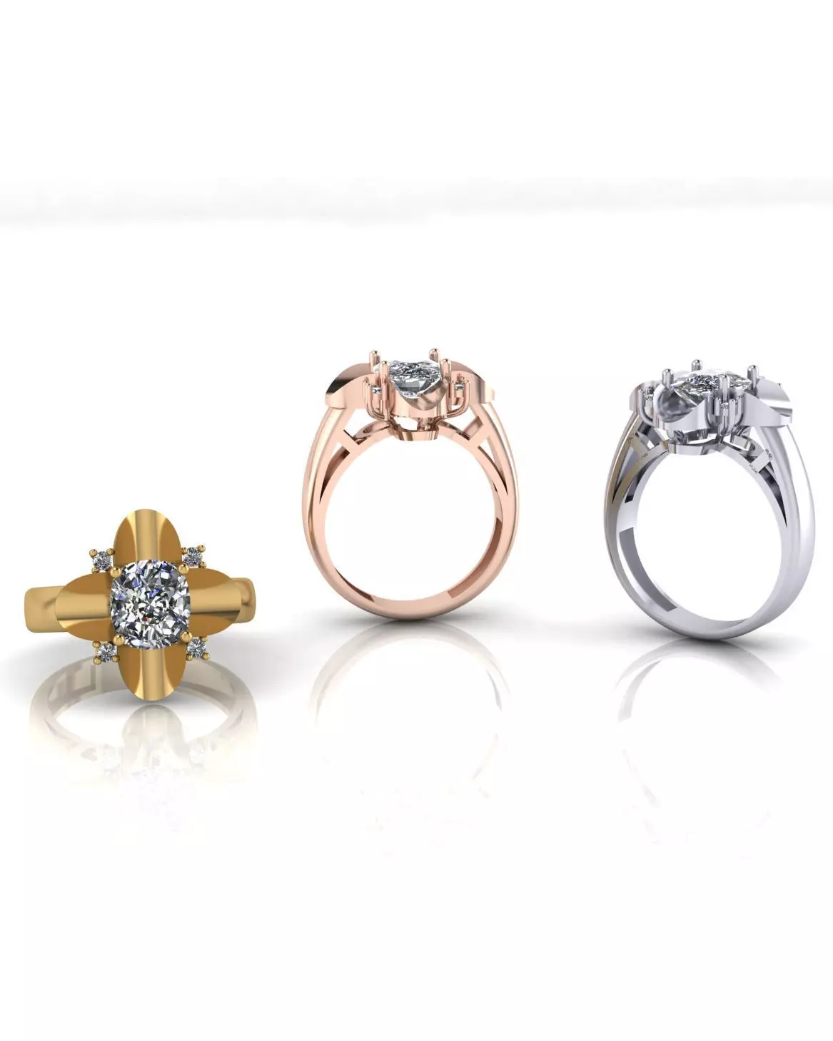 cushion jewelry ring 3D print model