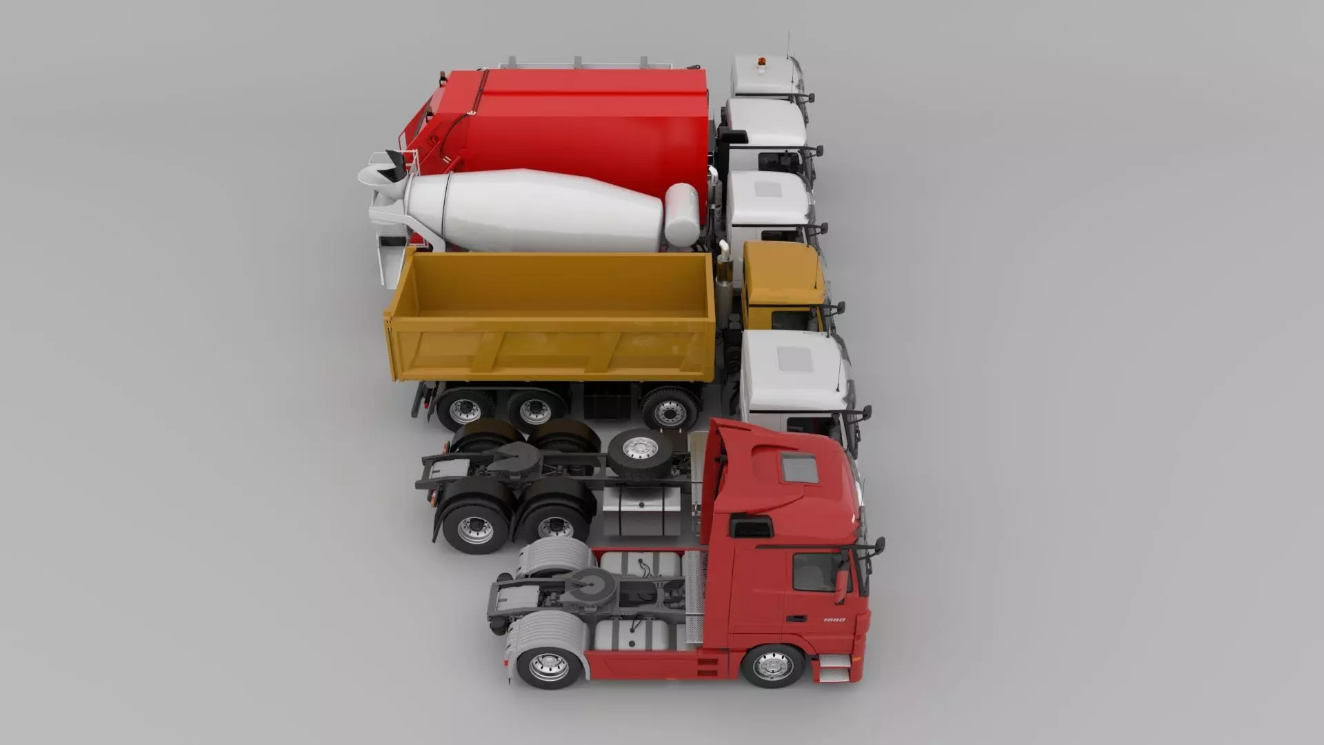 MercedesBenz-Actros All series Set 01 Low-poly 3D model_5