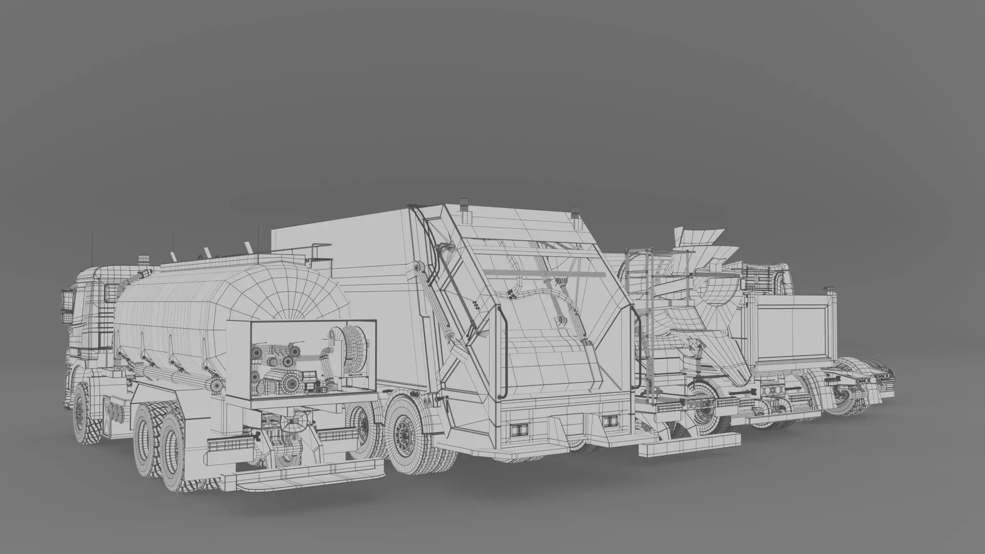 MercedesBenz-Actros All series Set 01 Low-poly 3D model_9