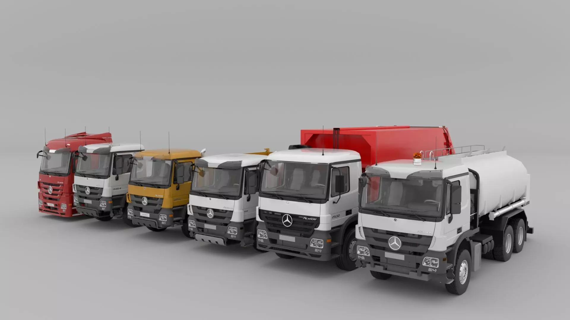 MercedesBenz-Actros All series Set 01 Low-poly 3D model_0