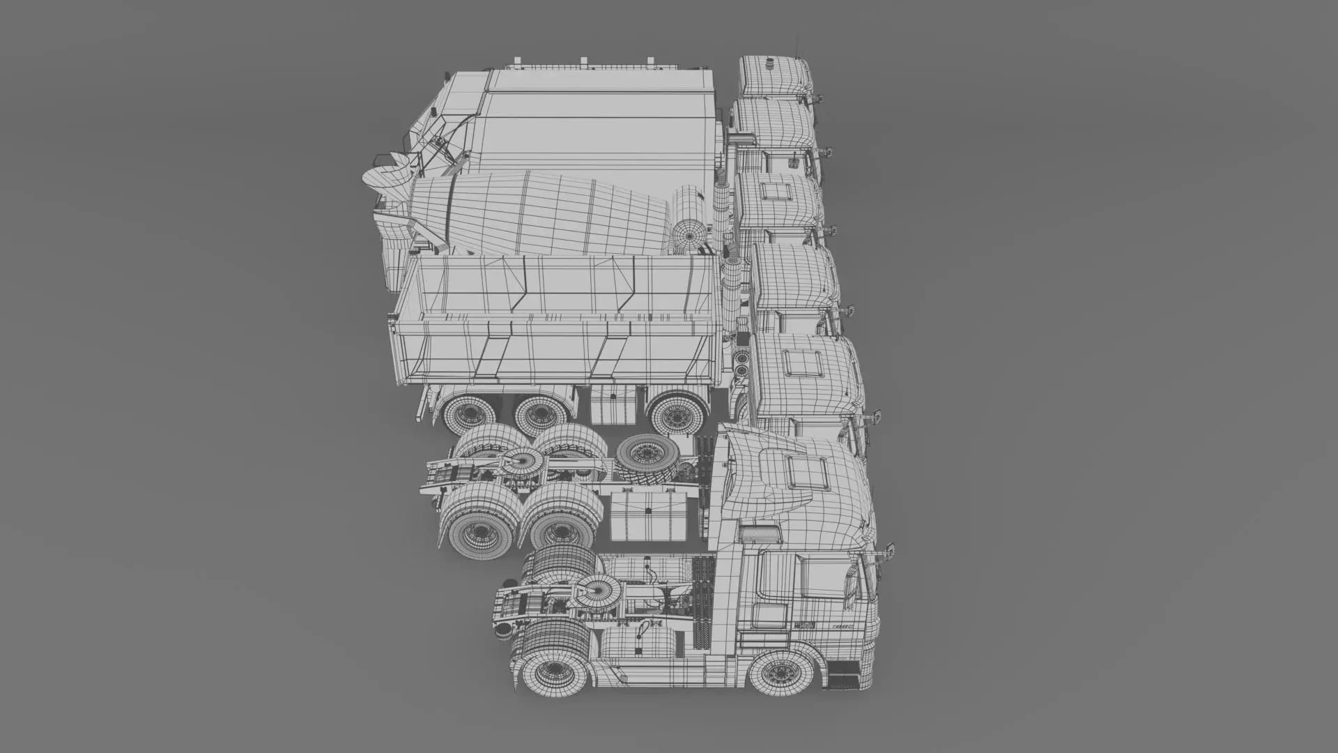 MercedesBenz-Actros All series Set 01 Low-poly 3D model_12