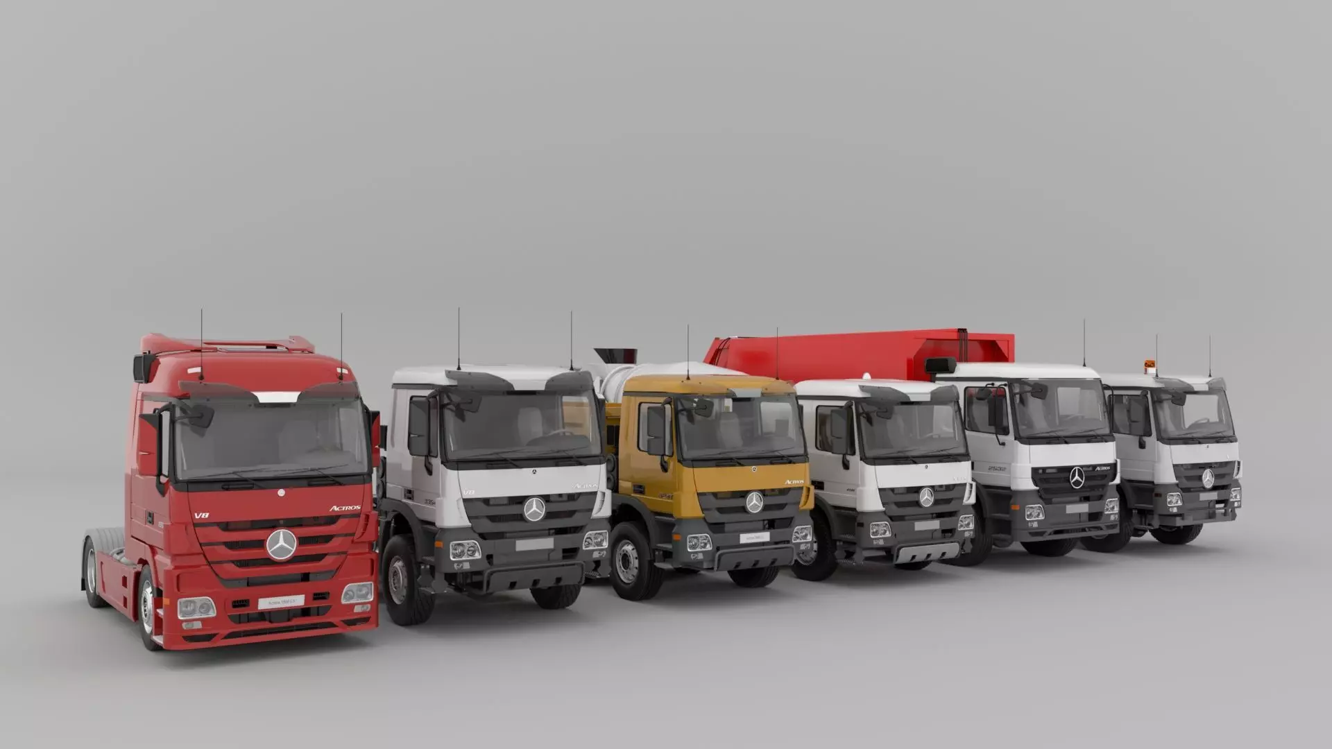 MercedesBenz-Actros All series Set 01 Low-poly 3D model_6