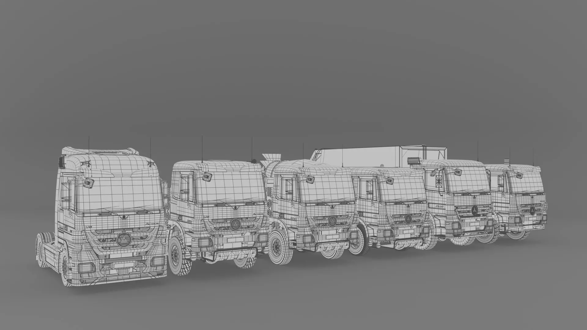 MercedesBenz-Actros All series Set 01 Low-poly 3D model_13