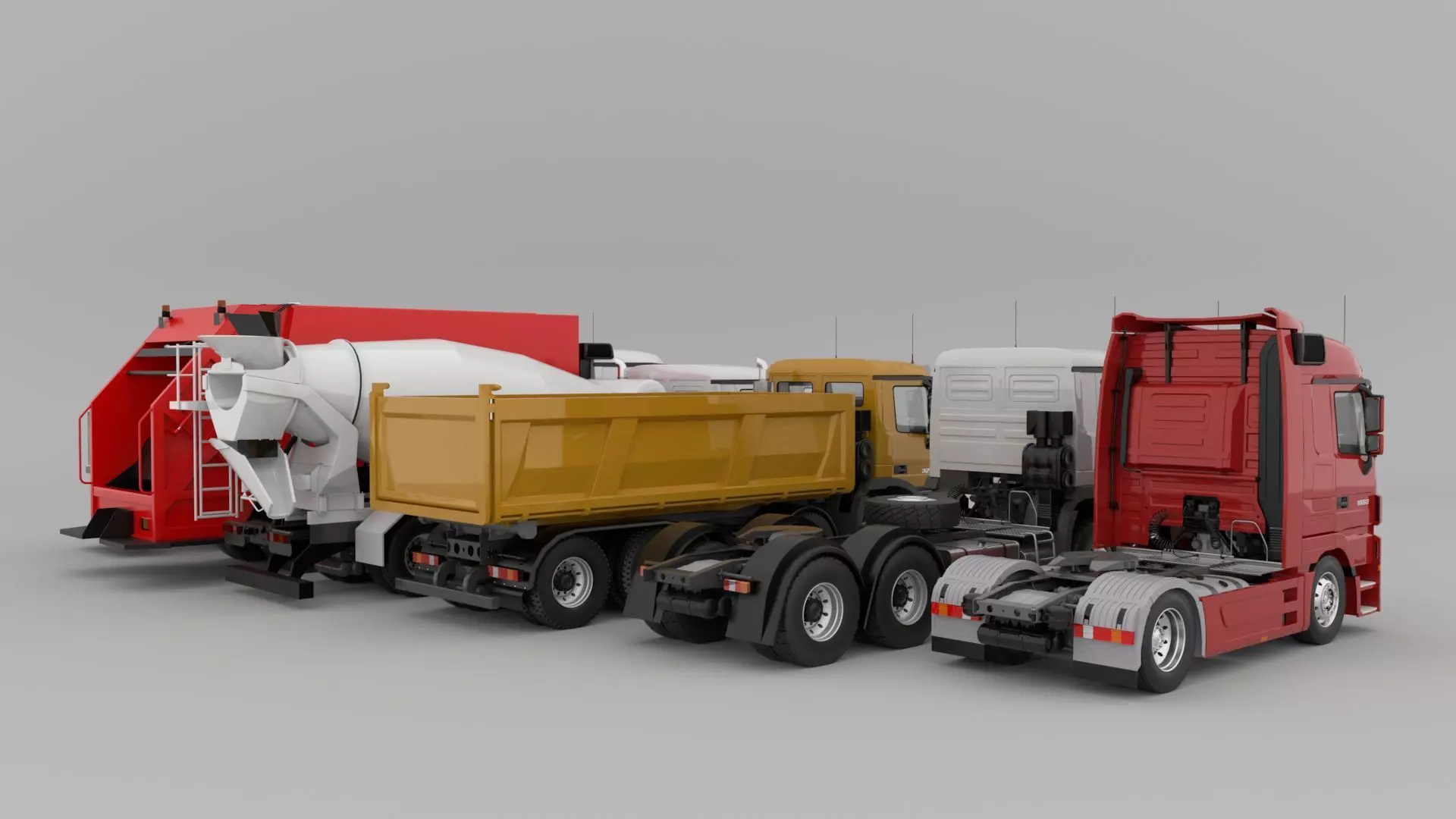 MercedesBenz-Actros All series Set 01 Low-poly 3D model_4