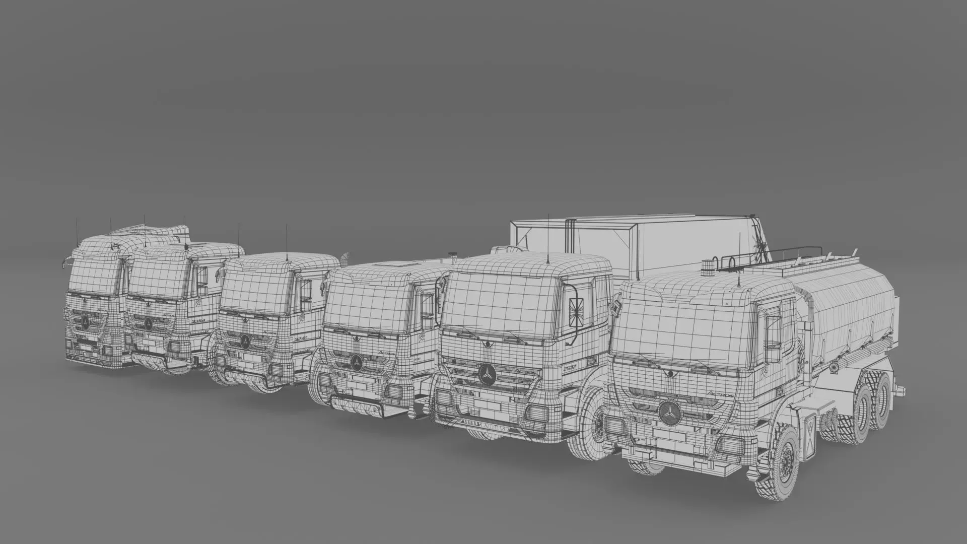 MercedesBenz-Actros All series Set 01 Low-poly 3D model_7