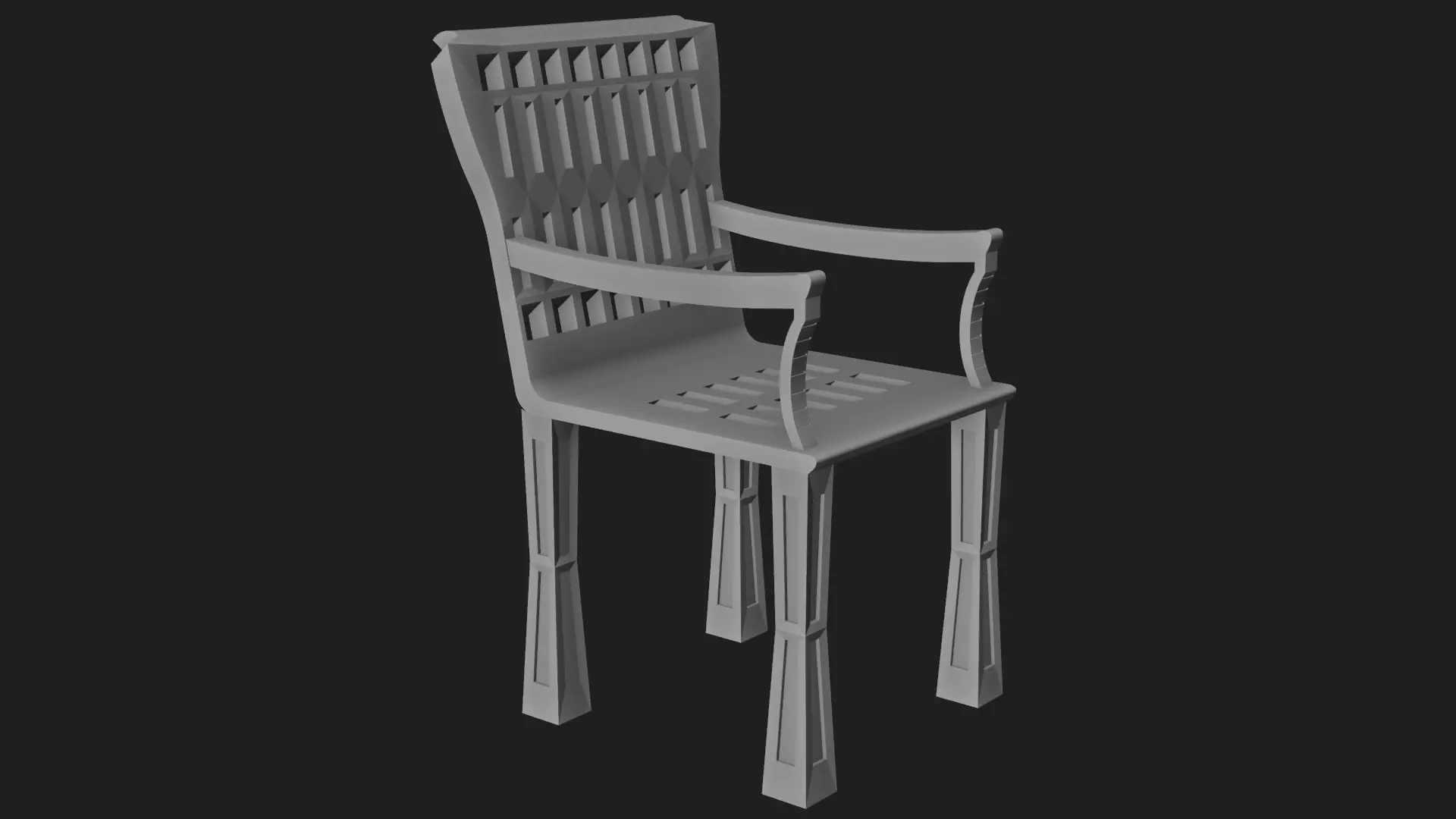 Low Poly Modern Black Armchair 3D Model Low-poly 3D model_1