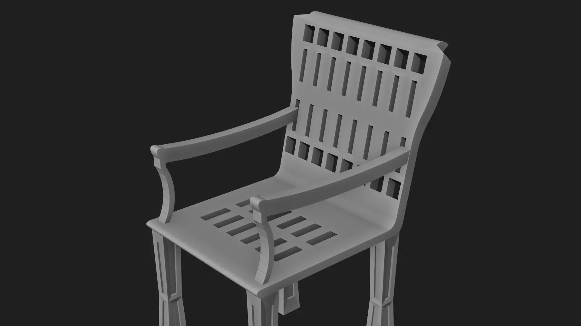 Low Poly Modern Black Armchair 3D Model Low-poly 3D model_3