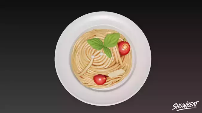 Tomato Spaghetti Low-poly 3D model 6