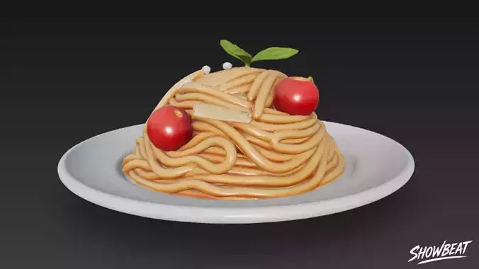 Tomato Spaghetti Low-poly 3D model 2