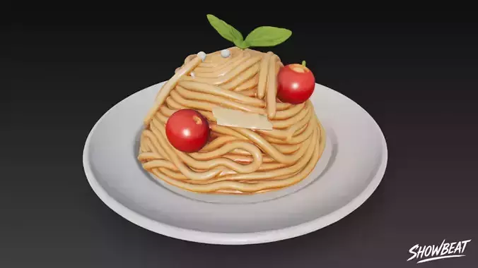 Tomato Spaghetti Low-poly 3D model 3