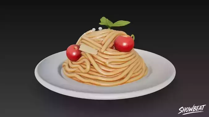 Tomato Spaghetti Low-poly 3D model 5