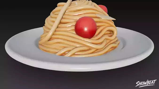 Tomato Spaghetti Low-poly 3D model 7