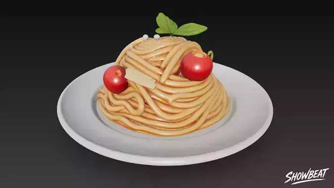 Tomato Spaghetti Low-poly 3D model 4