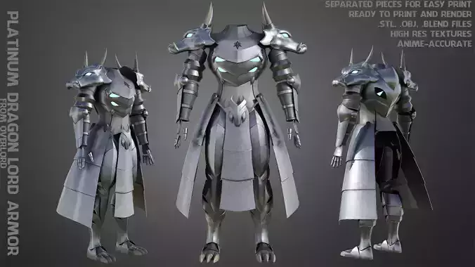 Overlord Platinum Dragon Lord Armor for Cosplay 3D print model