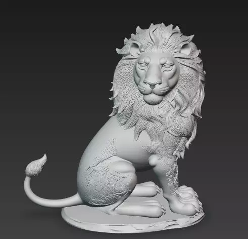 A Lion Sculpture Intricate Details Expression Muscular Strength 3D print model_1