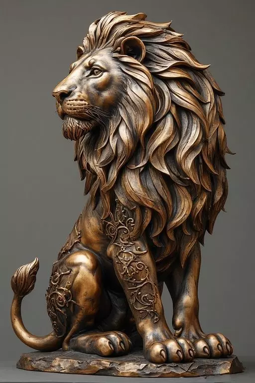 A Lion Sculpture Intricate Details Expression Muscular Strength 3D print model_0