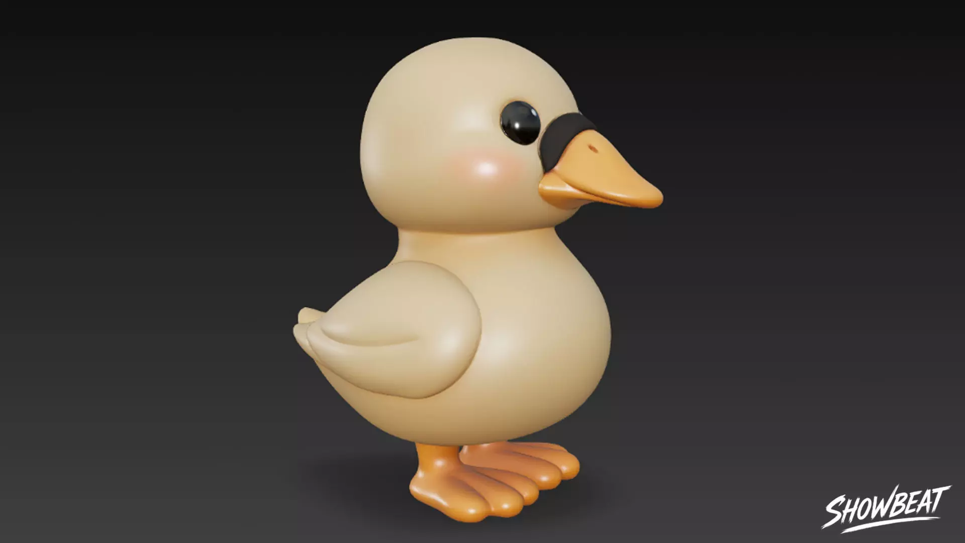 Cartoon Plush Duck Low-poly 3D model_3