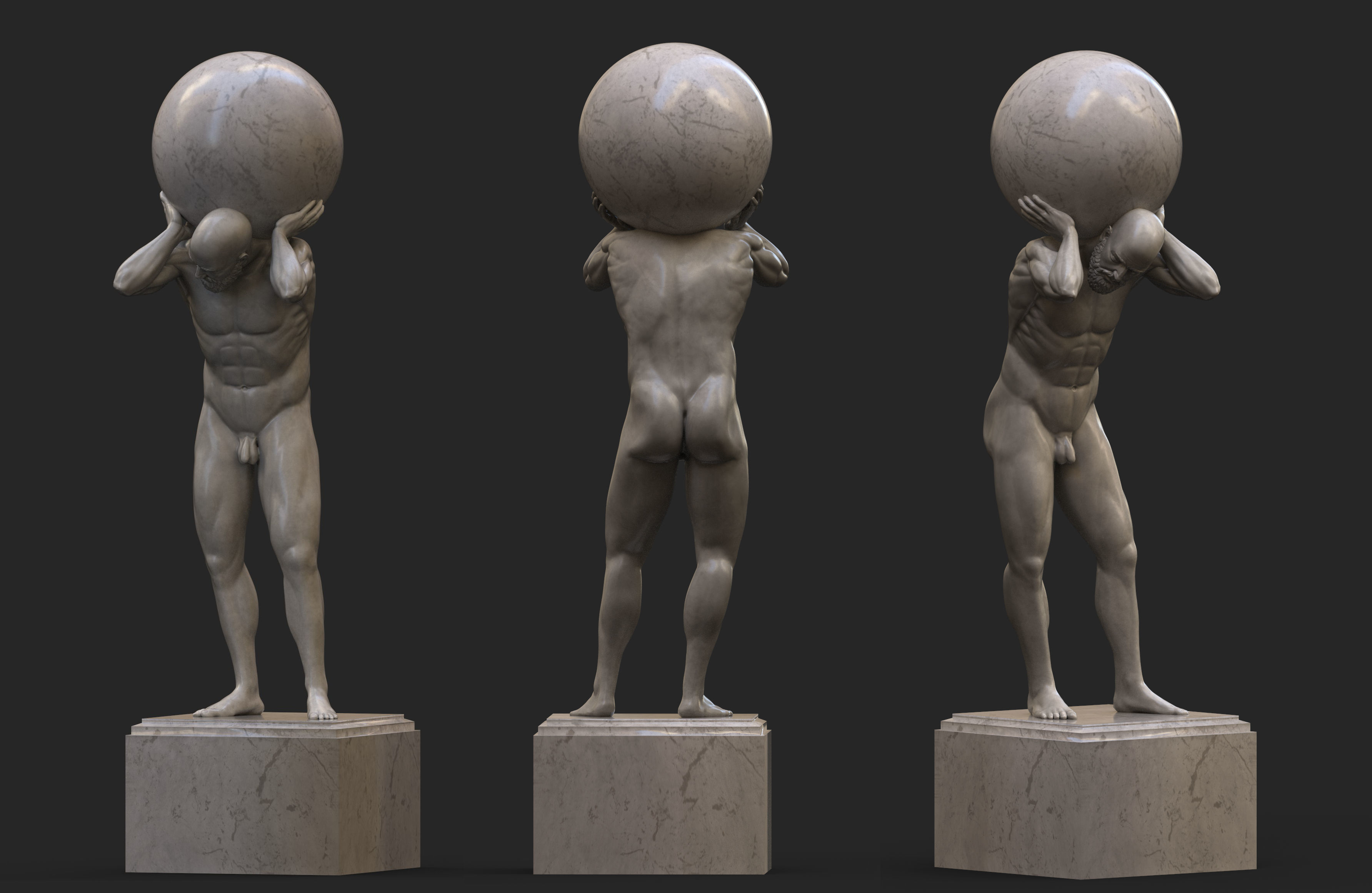 Atlas Statue Low-poly 3D model_2