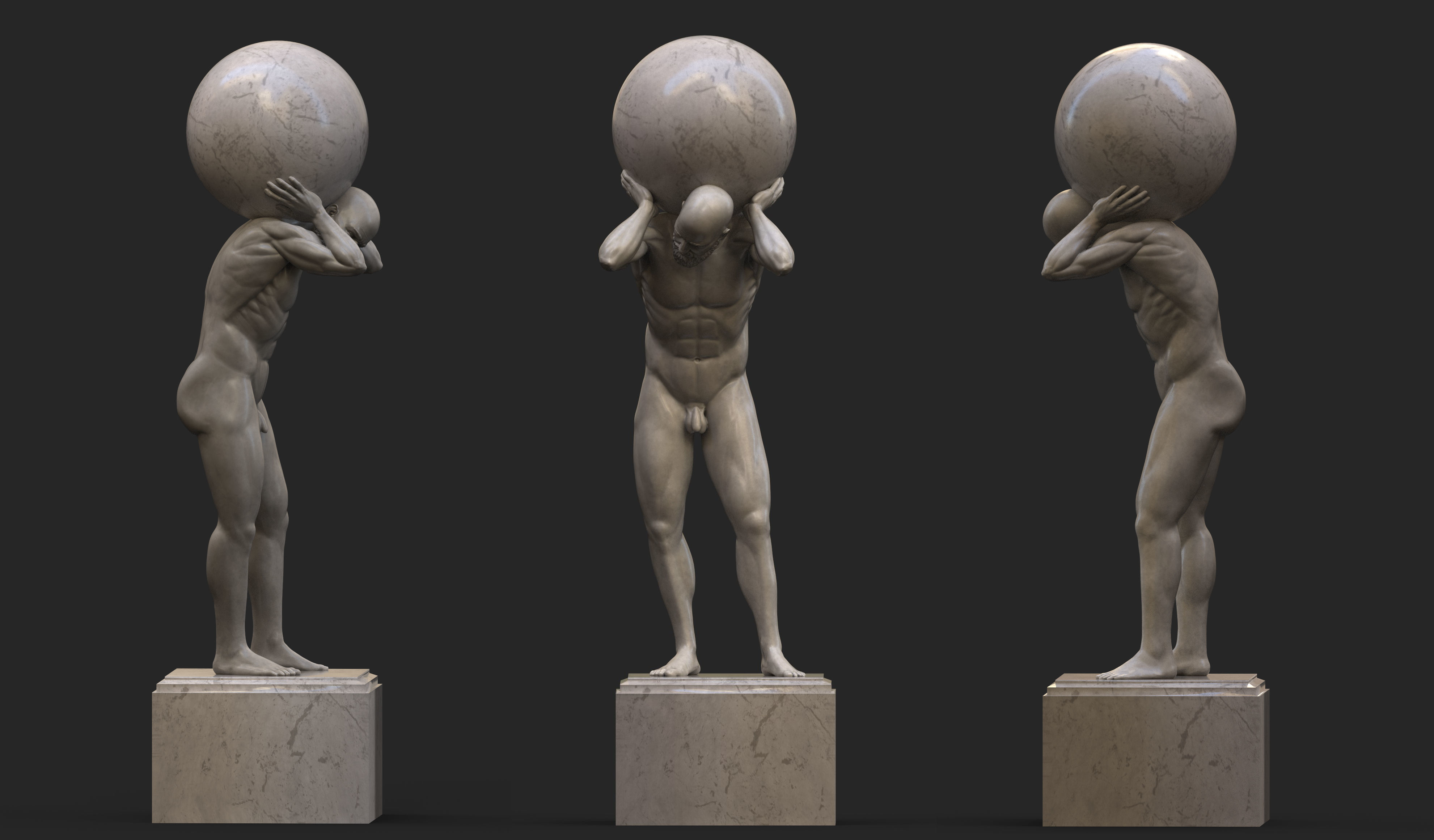 Atlas Statue Low-poly 3D model_1