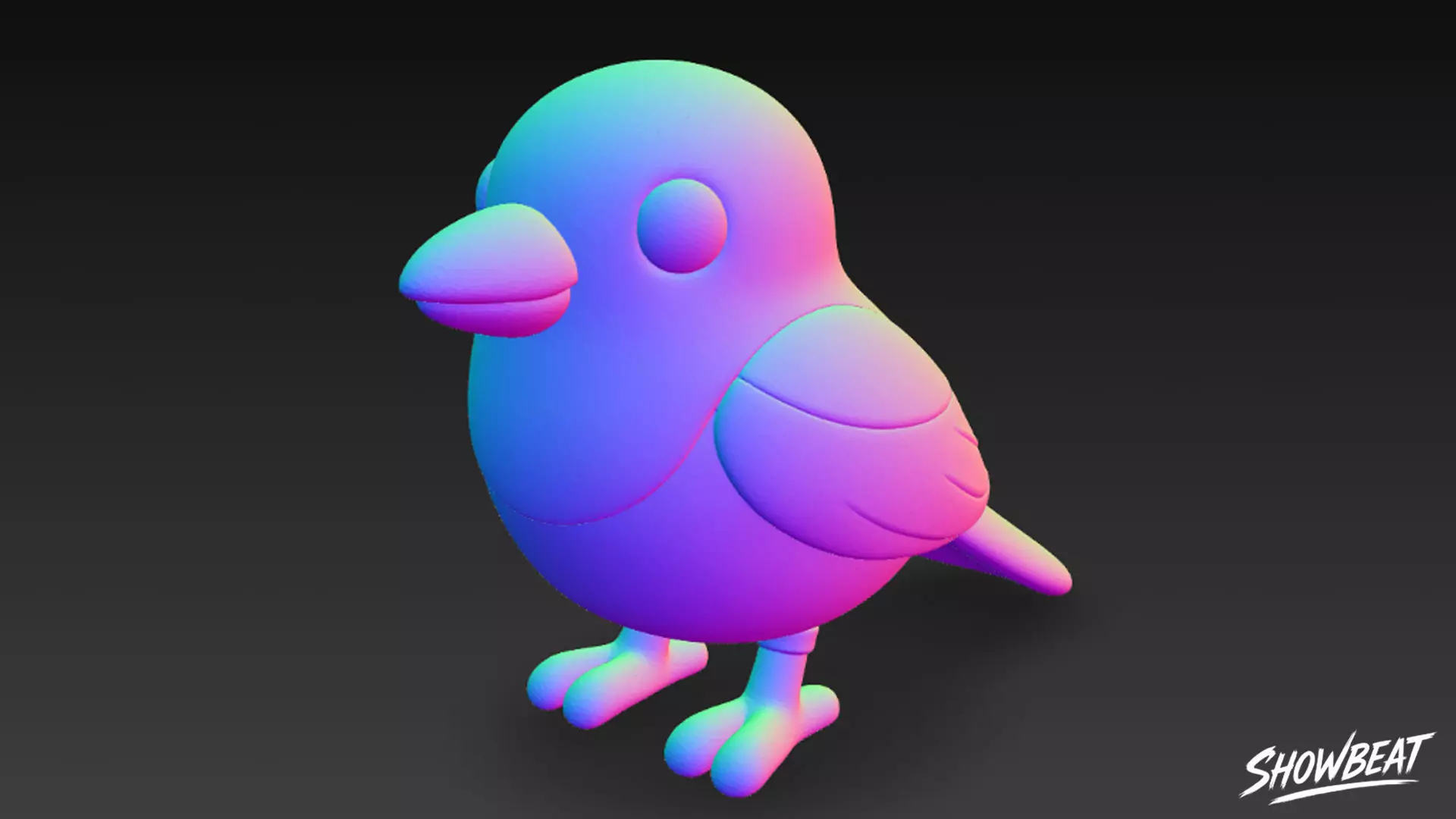 Cartoon Plush Magpie Low-poly 3D model_8