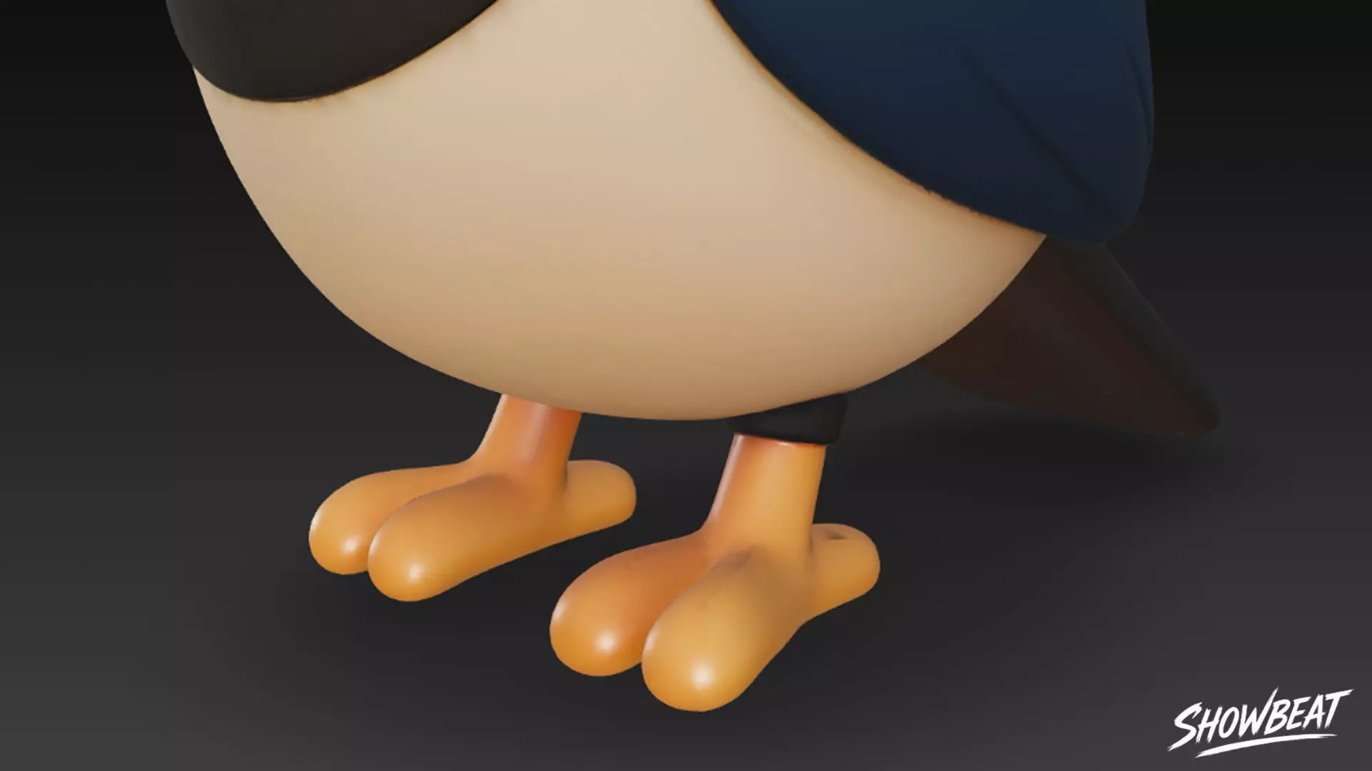 Cartoon Plush Magpie Low-poly 3D model_7