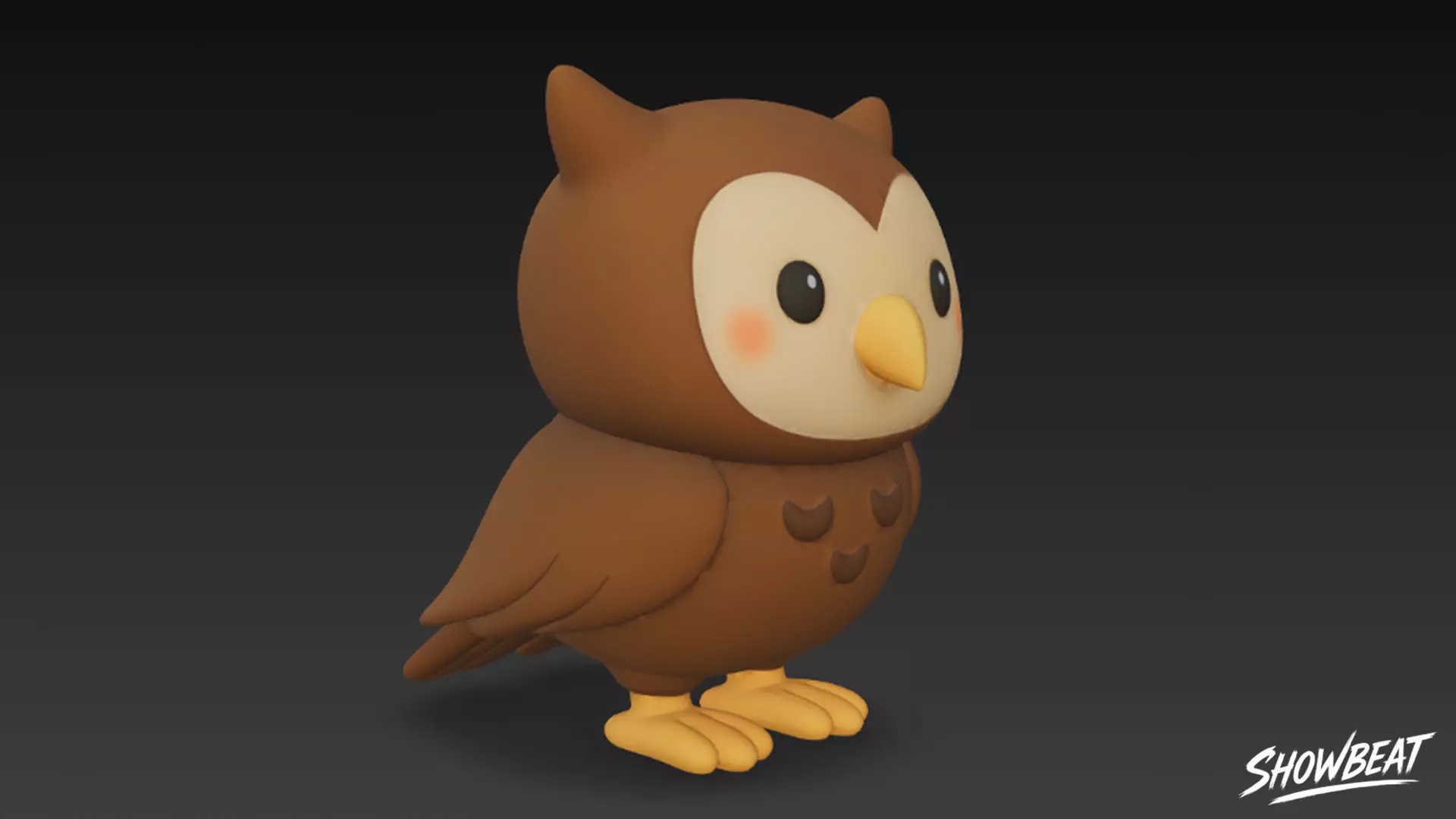Cartoon Plush Owl Low-poly 3D model_3
