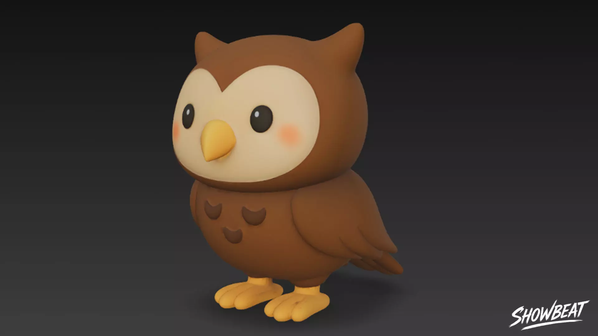 Cartoon Plush Owl Low-poly 3D model_1