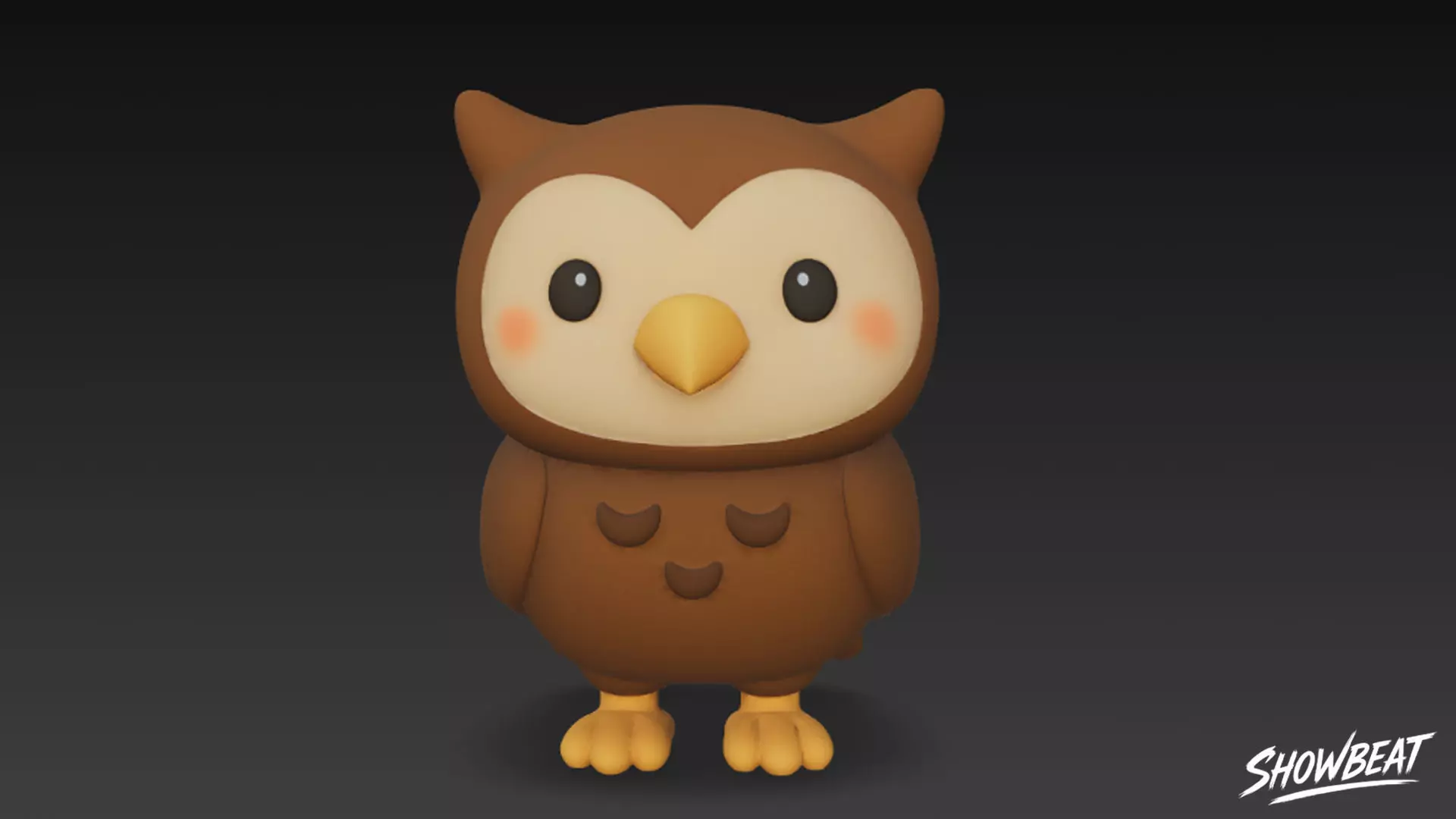 Cartoon Plush Owl Low-poly 3D model_2